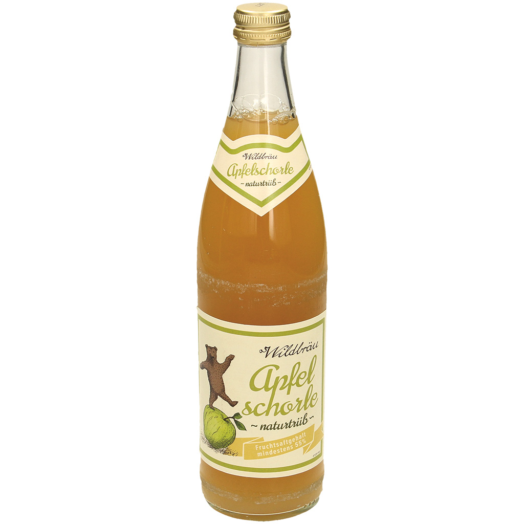 Wildbräu Appelschorle Natuurlijke Troebel, Fruitsapdrank met minimaal 55% natuurlijke troebele appelsap