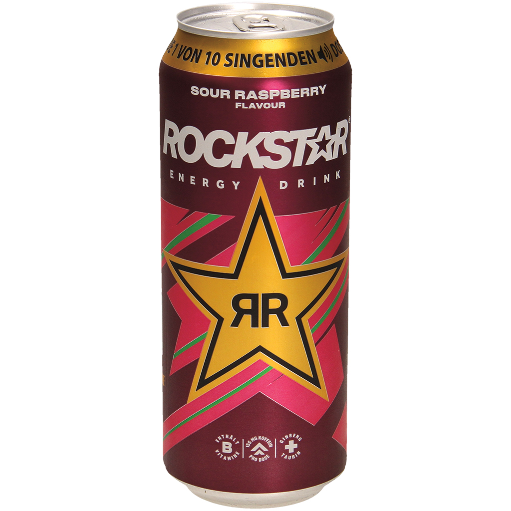 Koffeinhoudende verfrissende drank Rockstar Punched met frambozensmaak