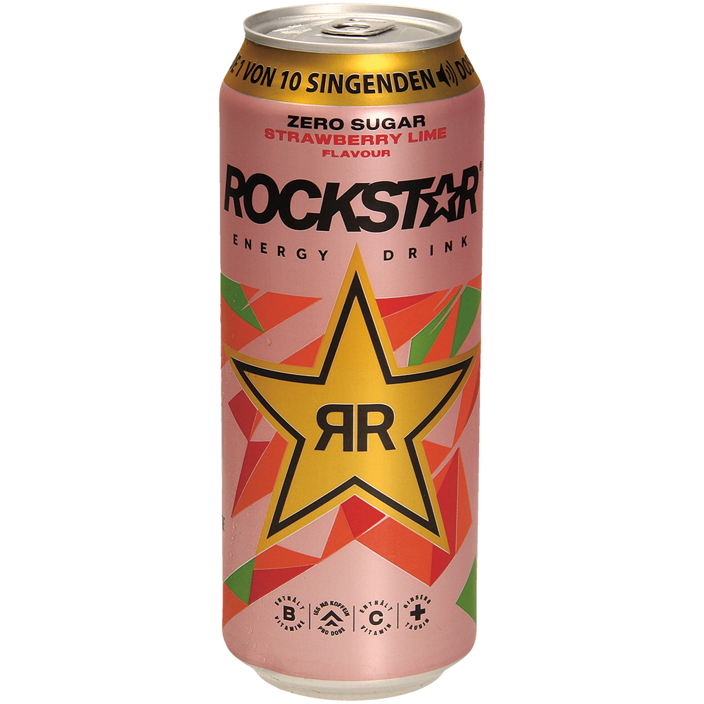 Rockstar Strawberry Zero Безалкогольный напиток с кофеином и клубничным вкусом, без сахара