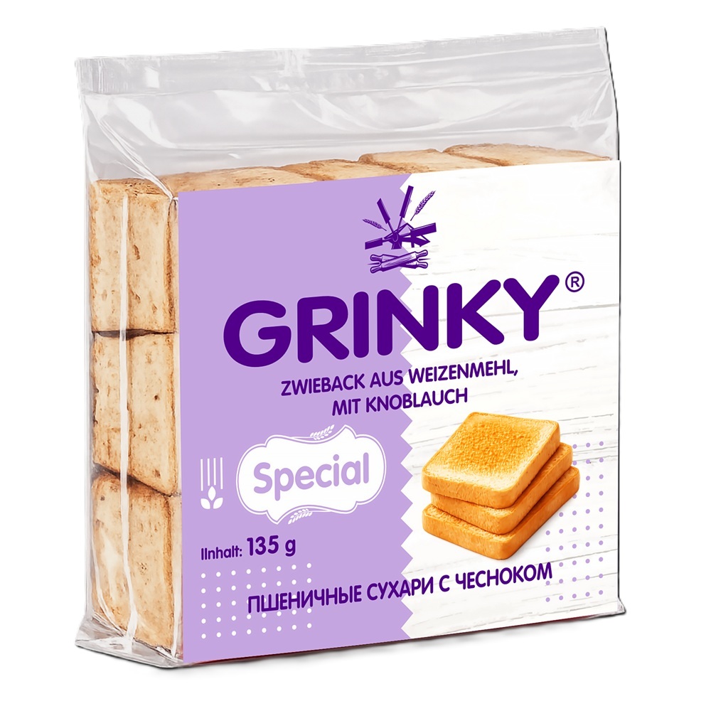GRINKY Special" beschuit van tarwemeel, met knoflook
