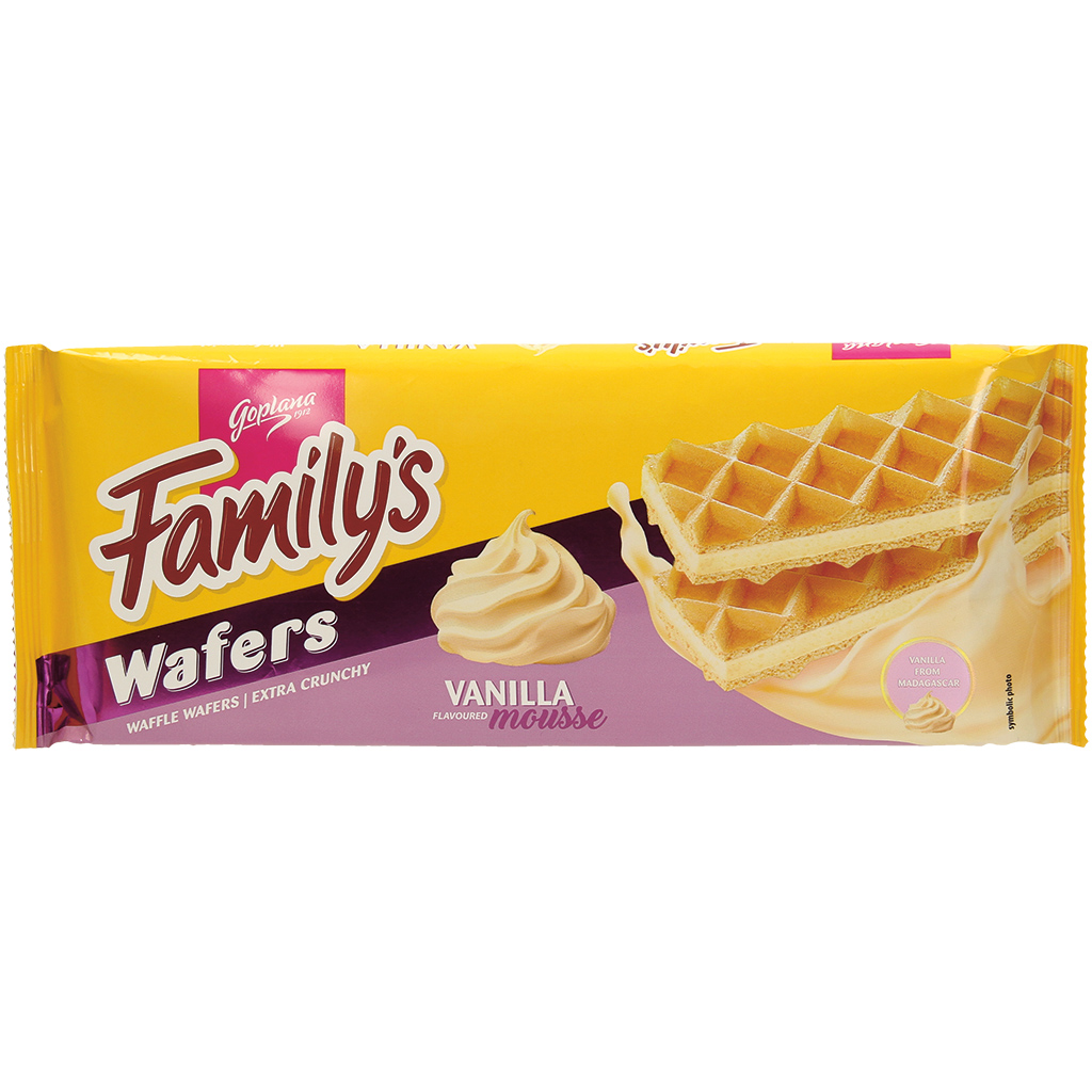 "Familie’s" Wafels gevuld met 70 % vanille smaakroom