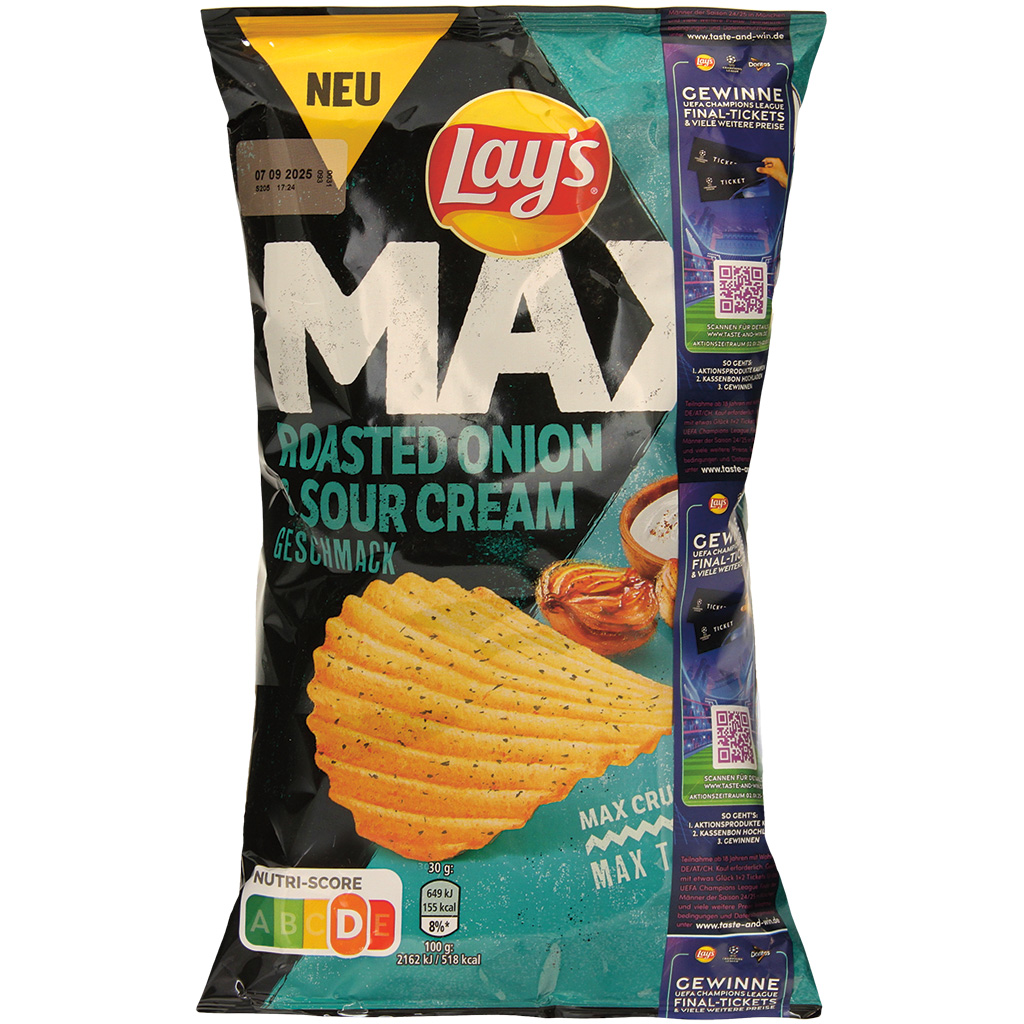 Lays Max Картофельные чипсы со вкусом жареного лука и сметаны