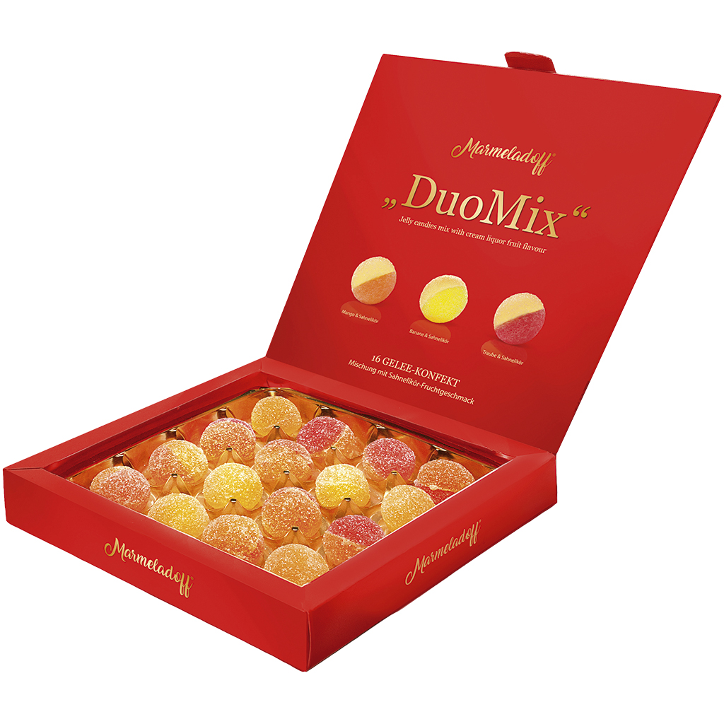 Gelee-confituurmix "DuoMix" met roomlikeur-fruitsmaak (banaa