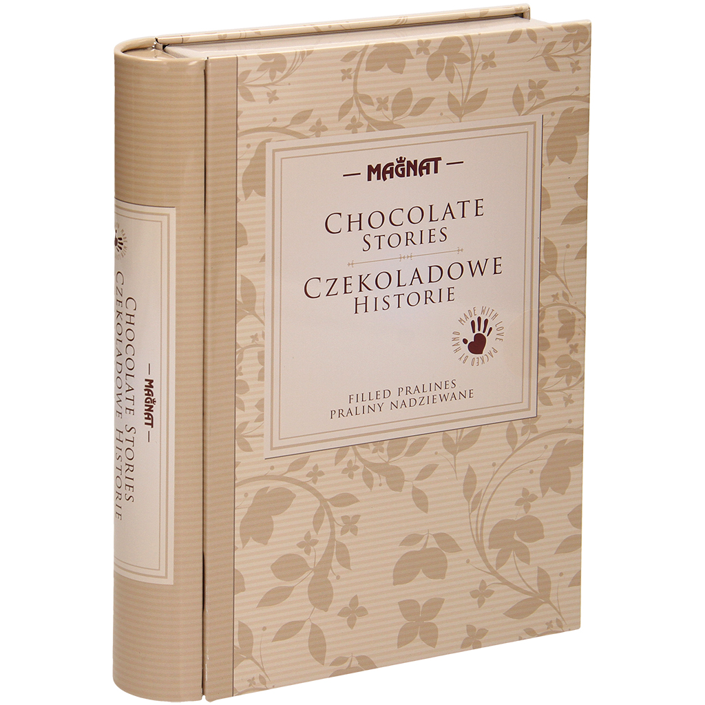 "Chocolate Stories" Pralines met 50% vulling met vanillesmaak en pralines met 50% truffelvulling