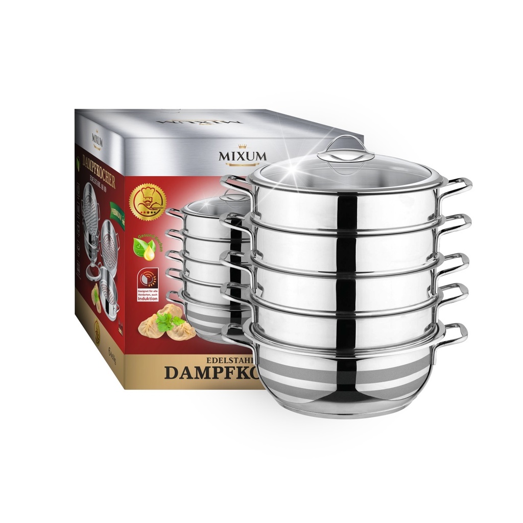 Stoomkoker Premium 28 Mantowarka, Glazen deksel, Stoomkookpan, Hoogwaardige kwaliteit