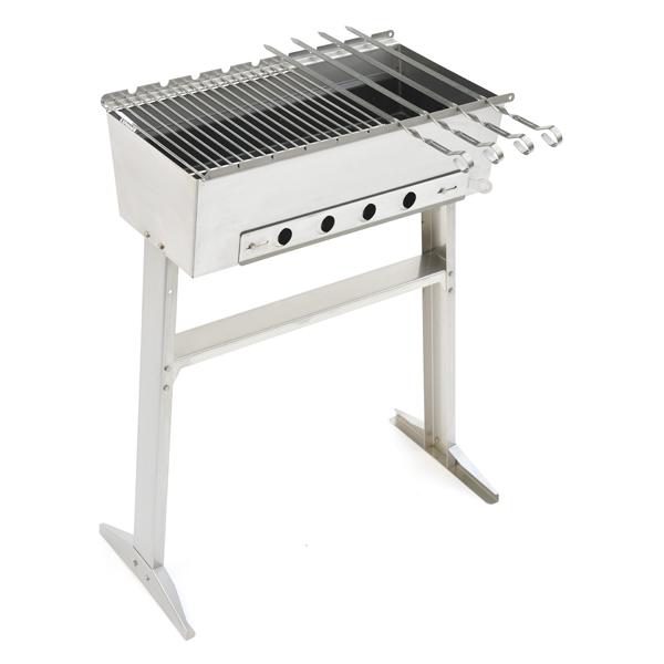 Schaschlikgrill met grillrooster en 4 spiesen