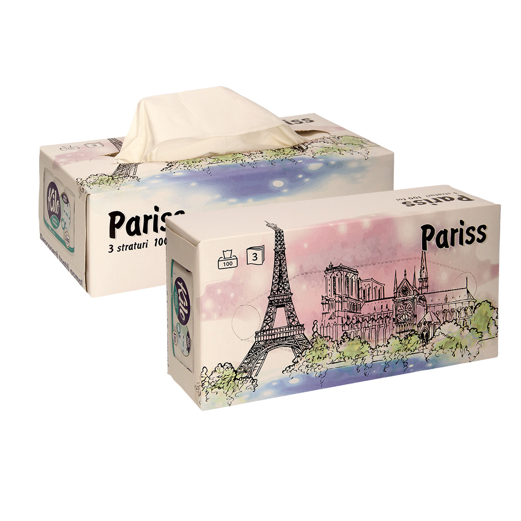 "Pariss" Fijne cosmetische tissues, 3-laags, 100 vellen 100% cellulose