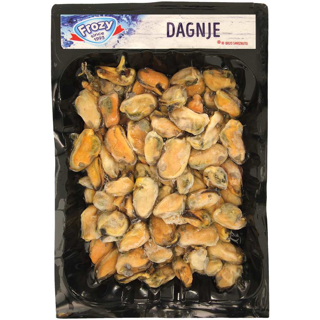 Mosselen zonder schelp, gekookt, geglazuurd, diepgevroren