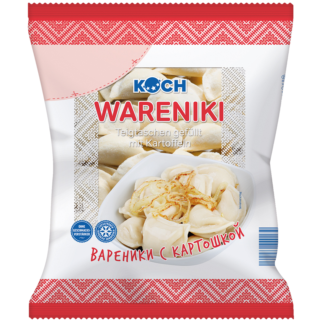 Deegwaren "Wareniki" gevuld met aardappelen, t/g