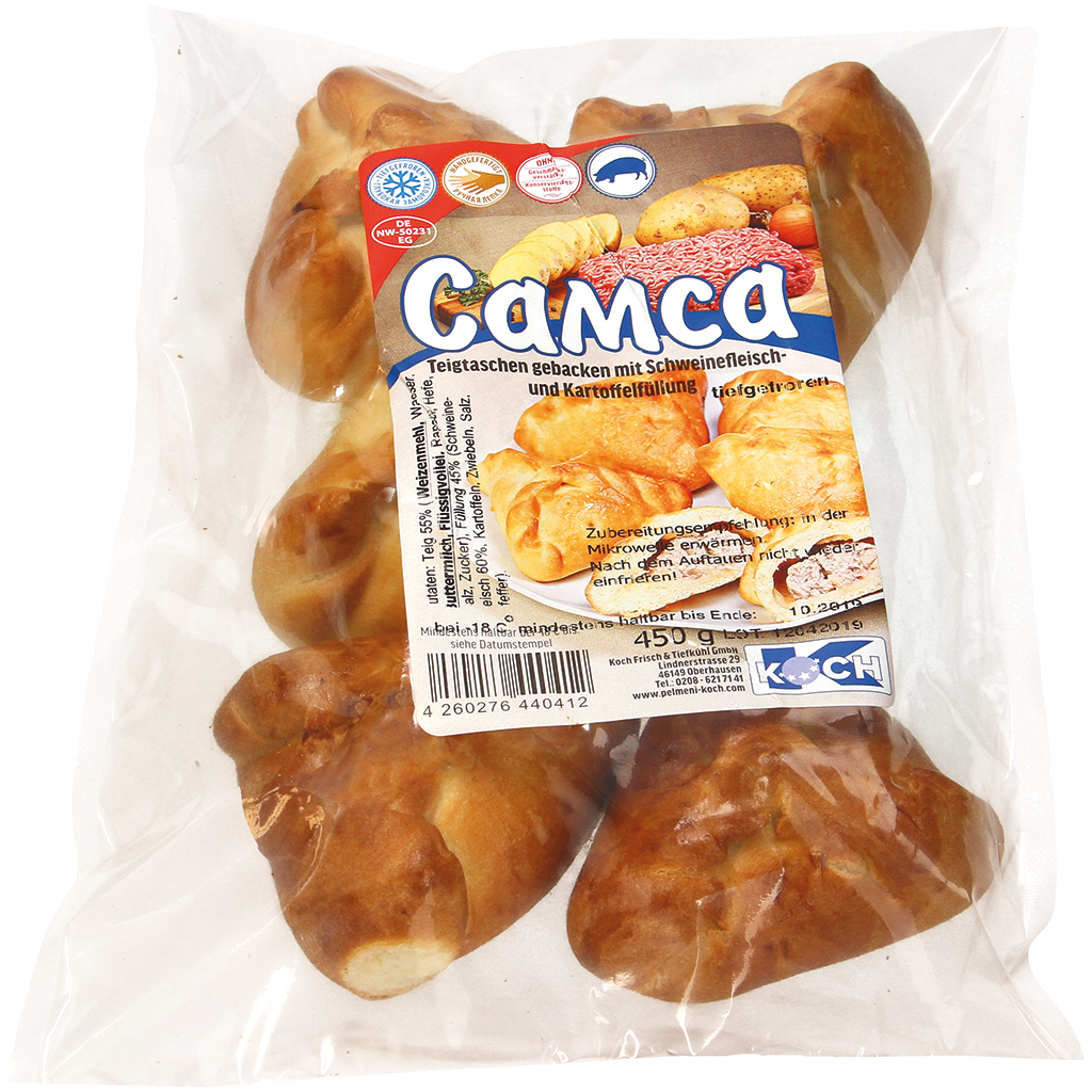 Gebakken deegwaren "Samsa" met varkensvlees- en aardappelfilling
