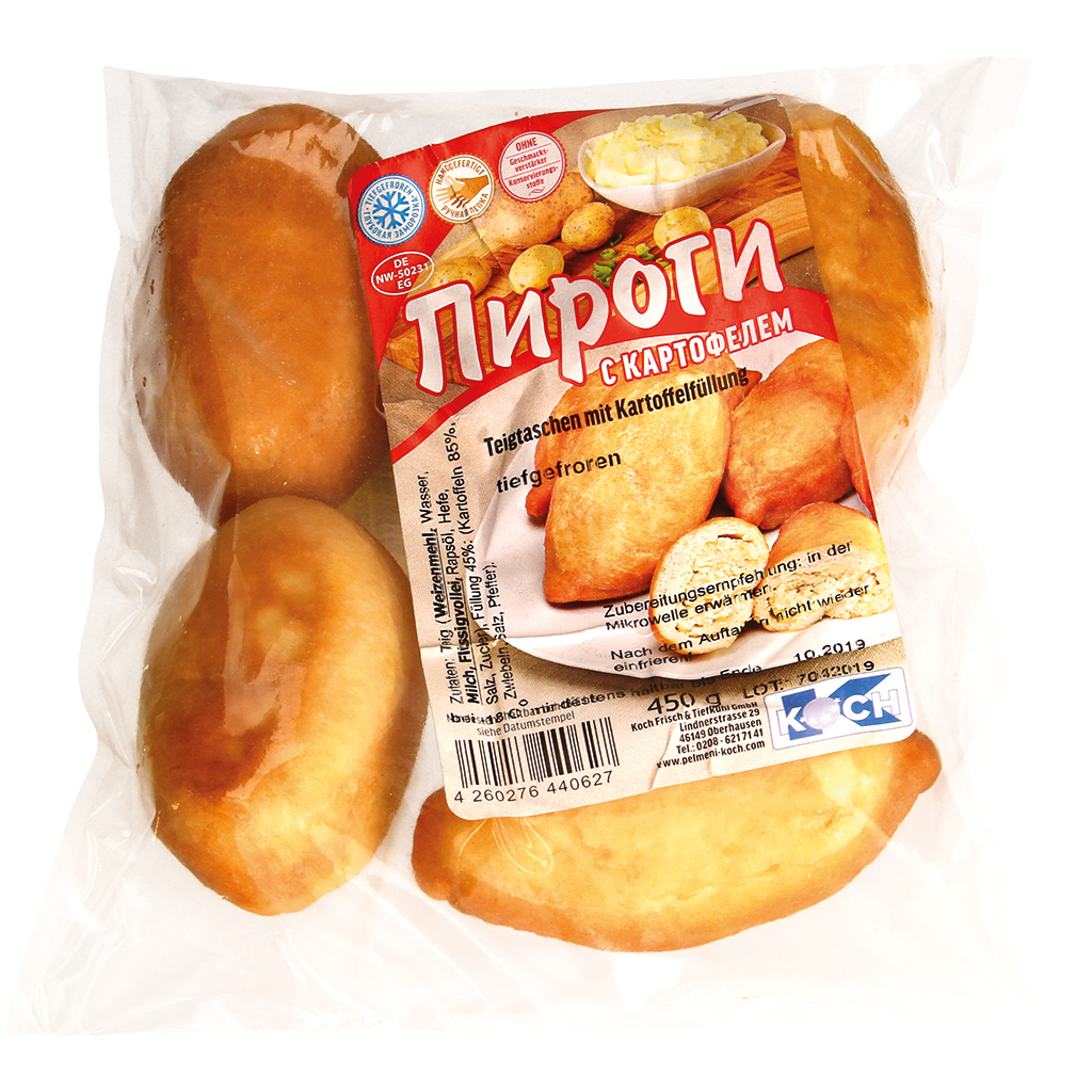Deegwaren "Pirogi" met aardappelfilling, diepgevroren