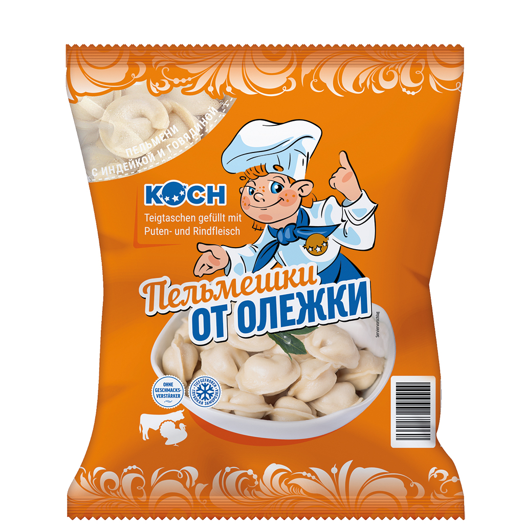 Deegwaren "Ot Olegki" met vulling van kalkoen- en rundvlees.