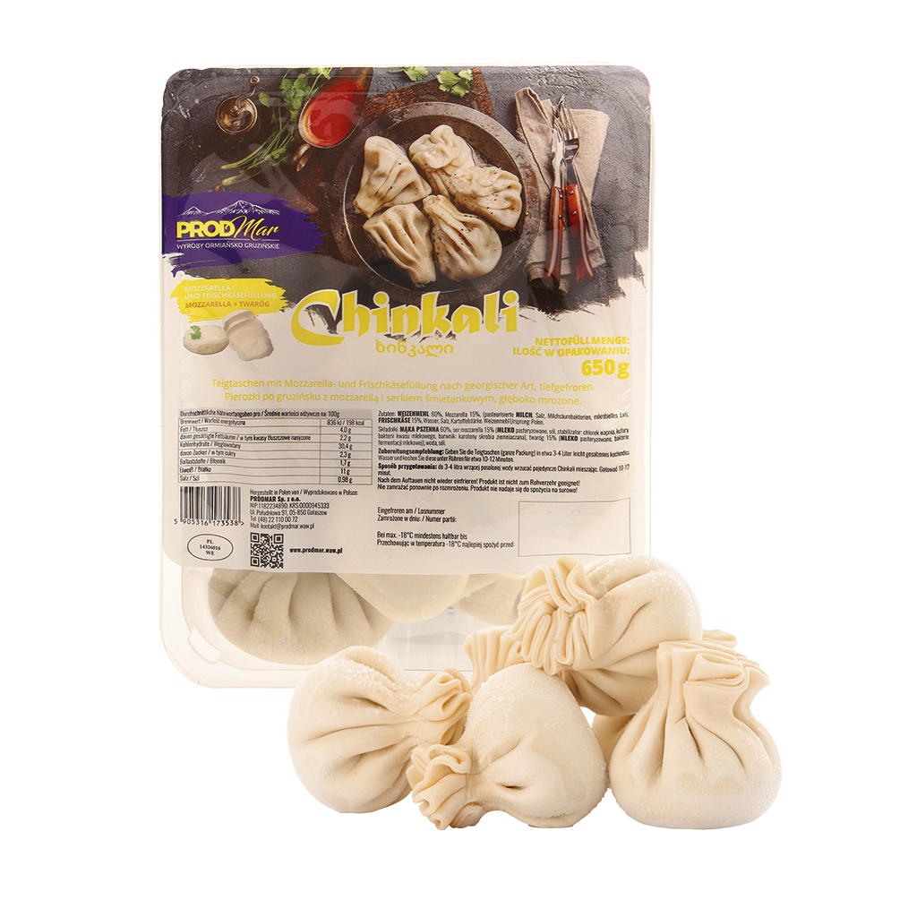 "Chinkali" – Deegwaren met mozzarella- en roomkaasvulling op Georgische wijze, diepgevroren