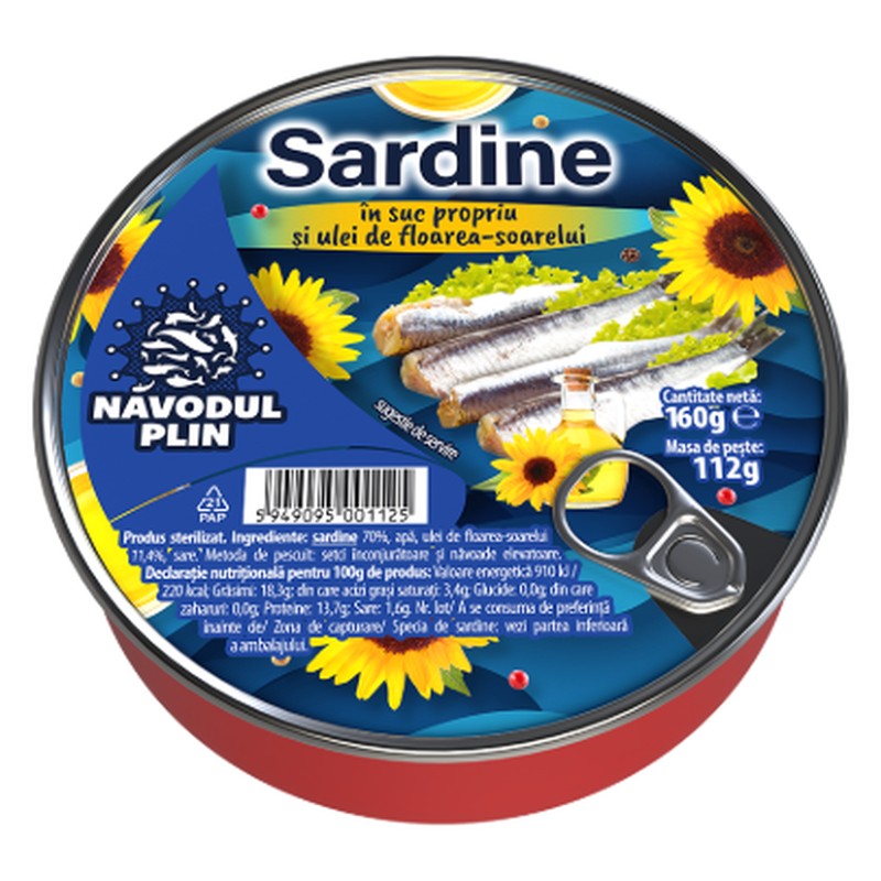 Navodul Plin sardines in zonnebloemolie, 160 g