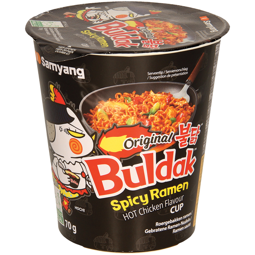 Ramen met hete kip-smaak met suikers en zoetstoffen