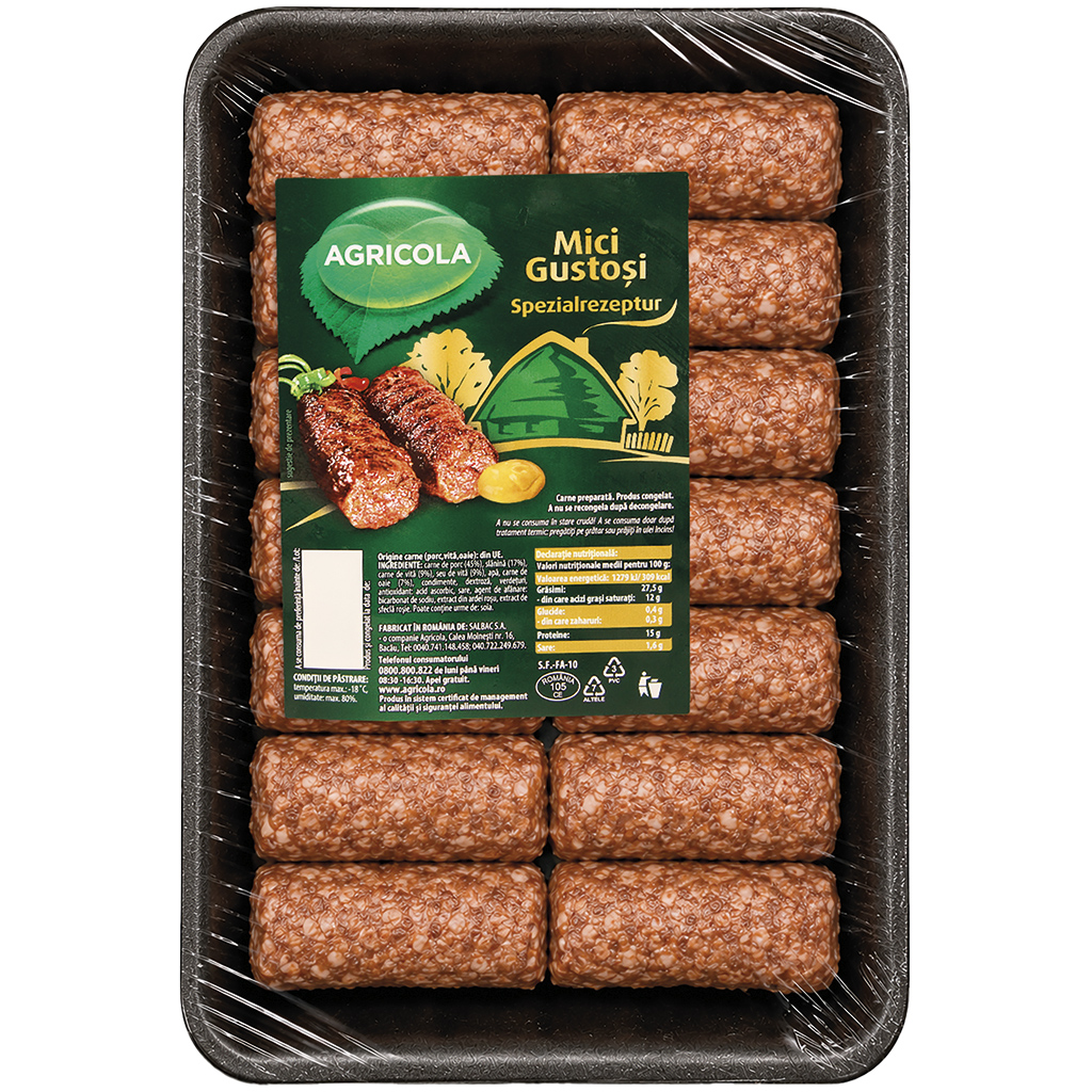 Röllen van gehaktbereiding met varkens-, rund- en lamsvlees "Agricola-Mici".