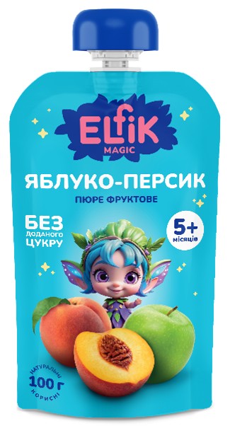 Яблочное и персиковое пюре без сахара, гомогенизированное, с