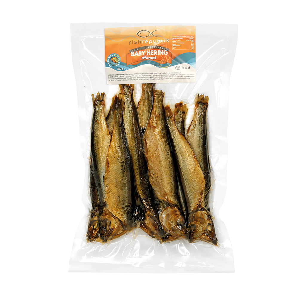 Салака соленая, копченая, с головой, потрашенная