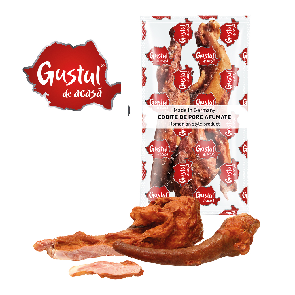 Varkensstaartjes "Gerookte varkensstaart" gezouten, gekookt en heet gerookt