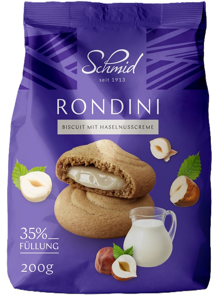 Biscuit gevuld met hazelnoot en melkcrème (35 %)