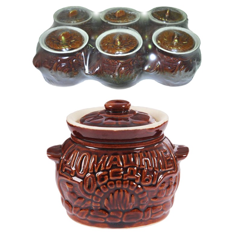 Keramieken pot, 650 ml, 6-pack, verschillende motieven