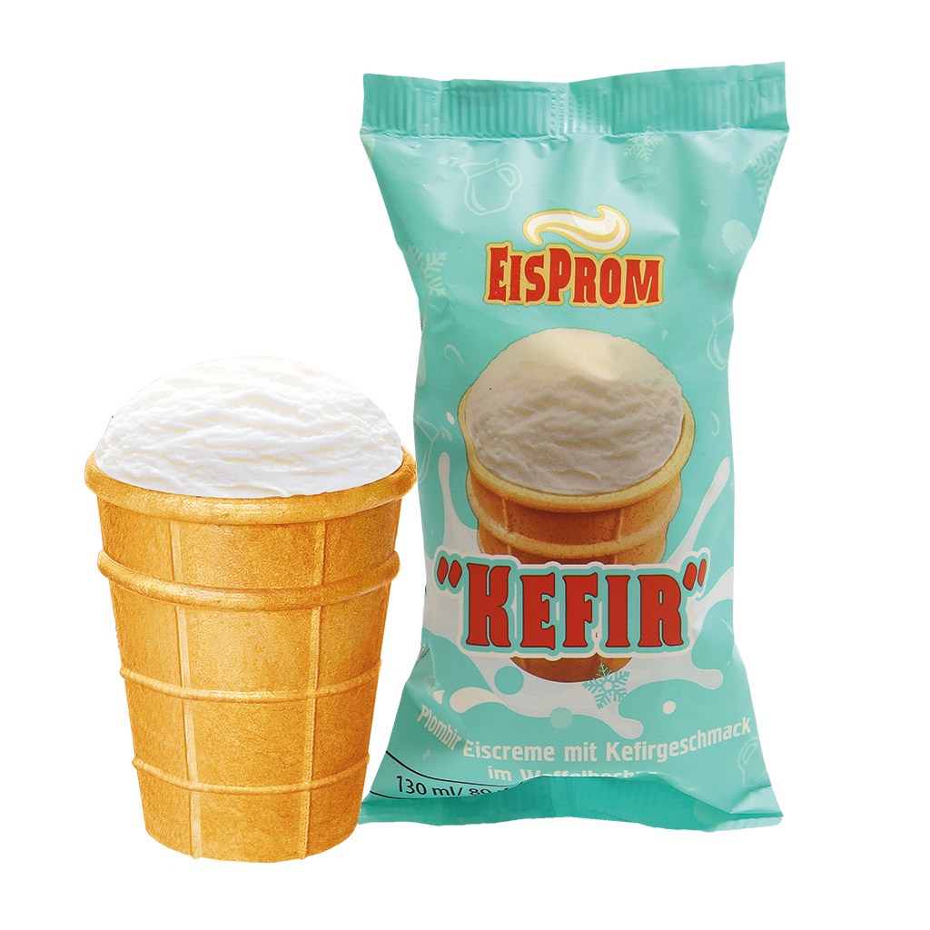 "Kefir" Plombir ijs met kefirsmaak in een wafelbekertje