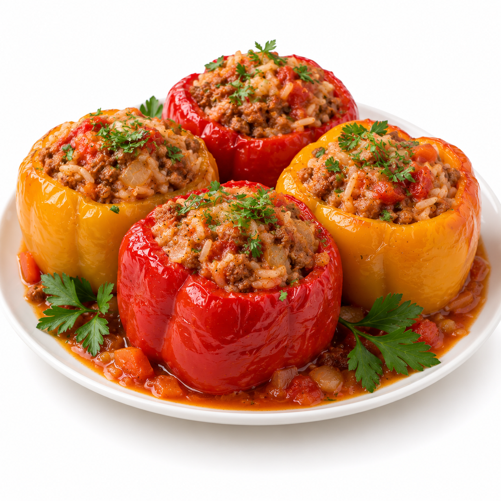 Huisgemaakte gevulde paprika's