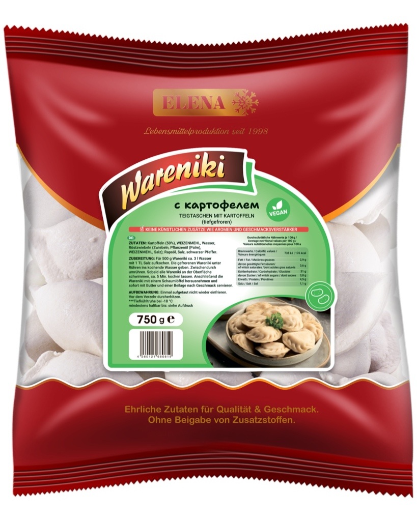 Wareniki deegwaren met aardappelen (diepgevroren) vegan