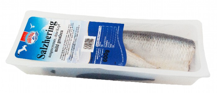 Zoute haring, ontdaan van ingewanden, zonder kop, mild gezouten