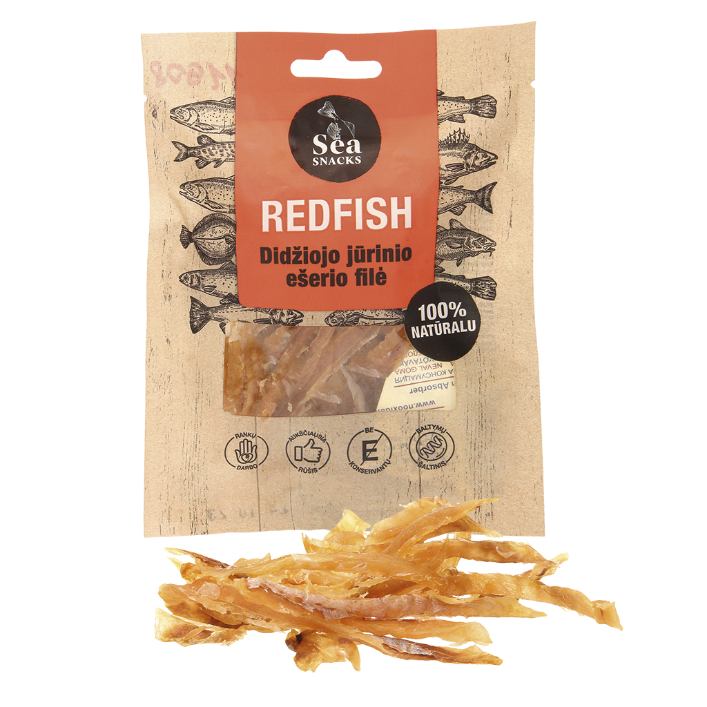 Goudbaarsfilets in repen (Sebastes norvegicus), gedroogd