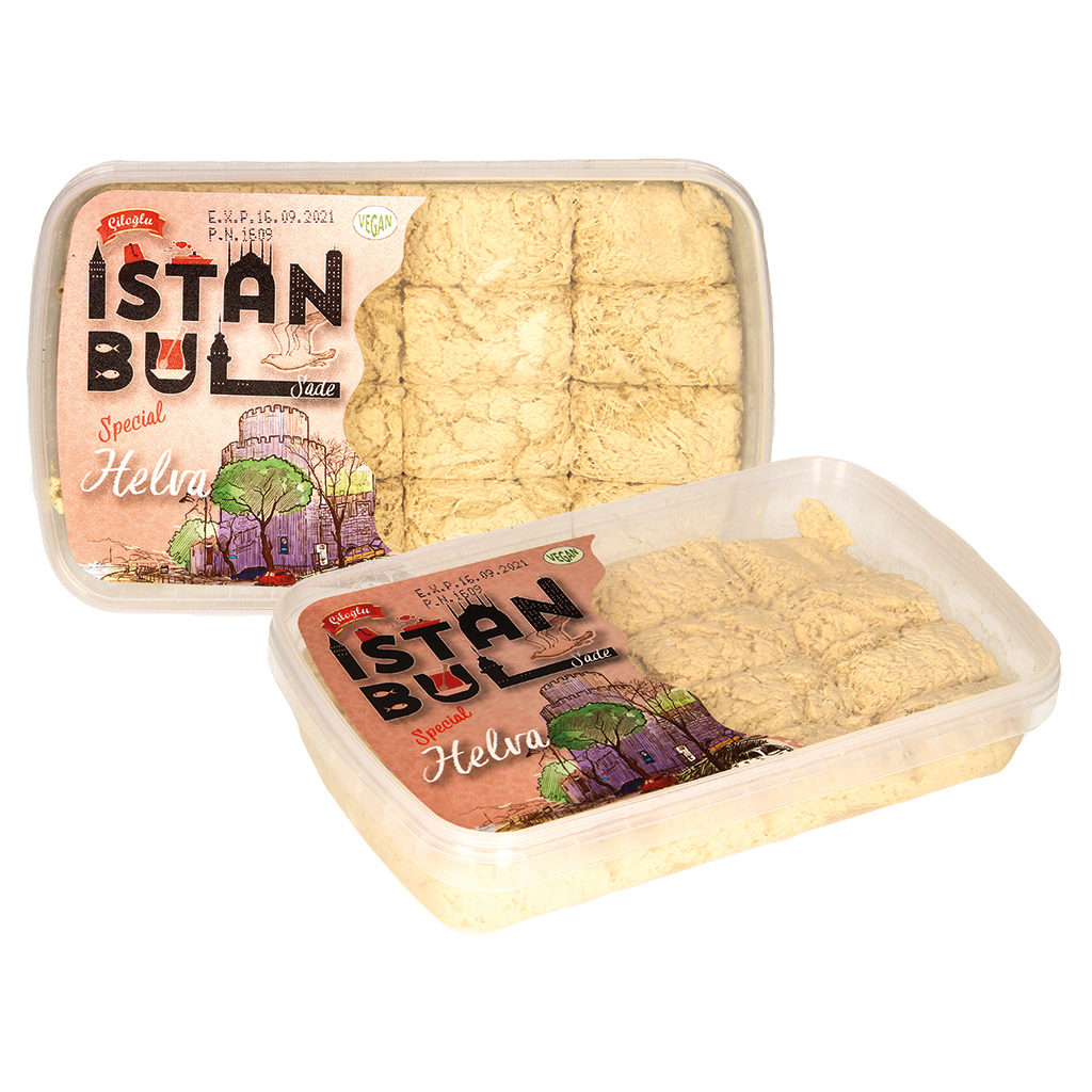Helva - puur, product van sesampasta en suiker, kleine kubusvormige stukjes