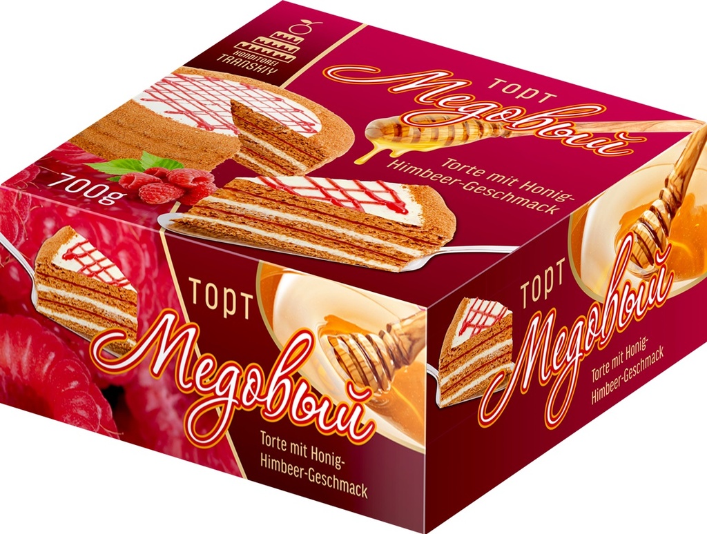 Taart "Medowiy" met honing-frambozensmaak