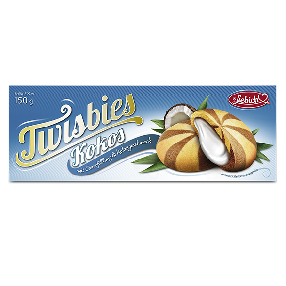 Koekjes "Twisbies Kokos" met roomvulling en kokossmaak