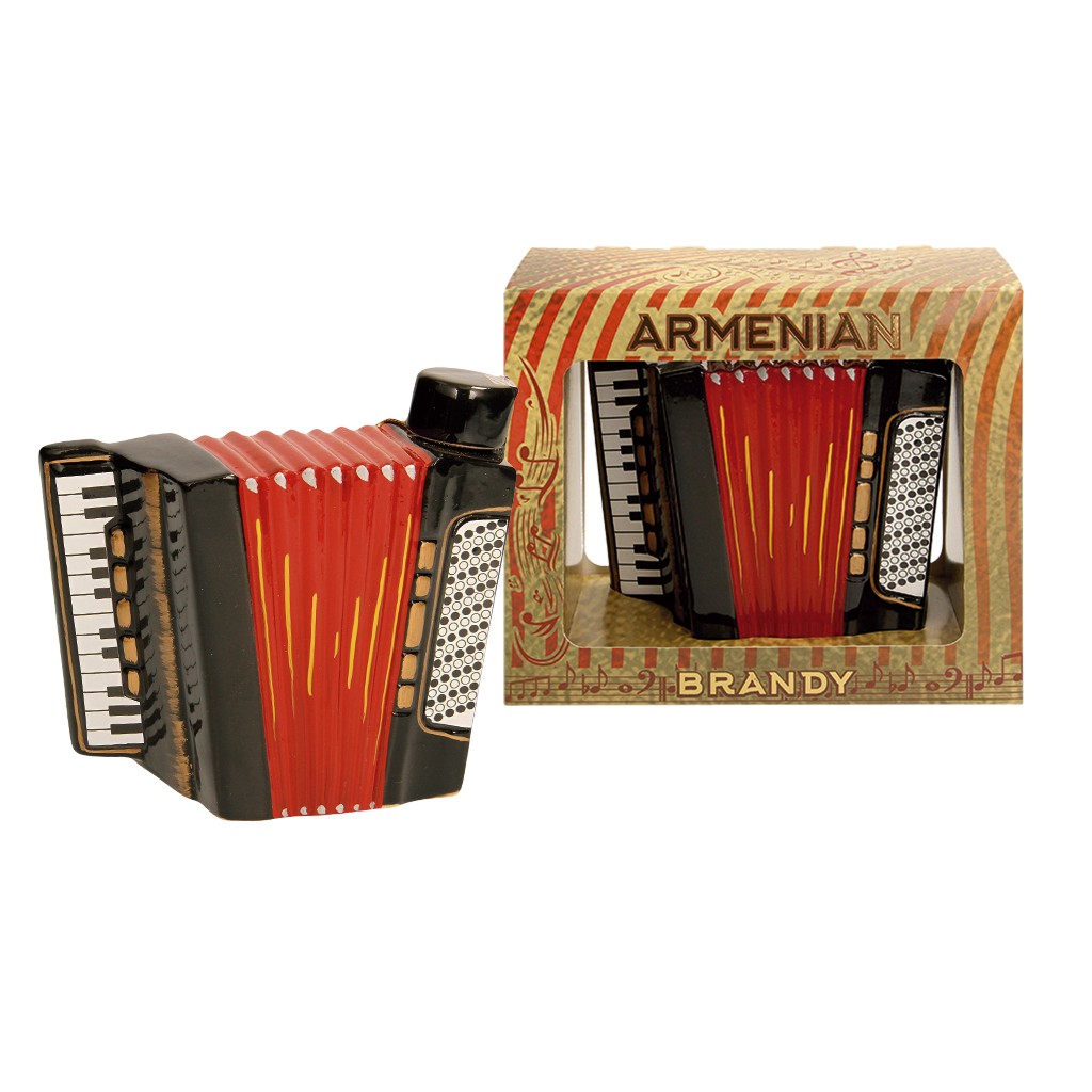 Armeense brandy "Akkordeon" keramiek in geschenkdoos 40% vol.