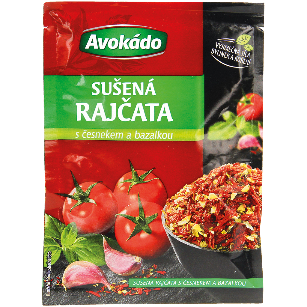 Kruidenmix van gedroogde tomaten met knoflook en basilicum