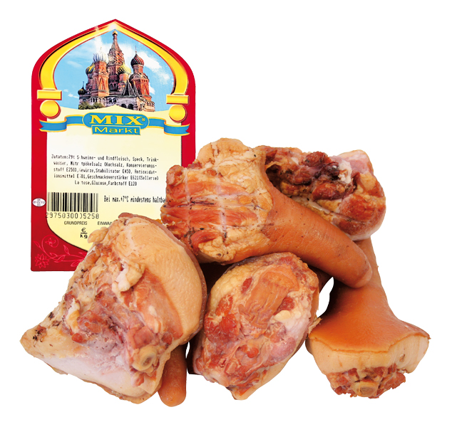 Gezouten, gerookte, gekookte varkensstaartjes