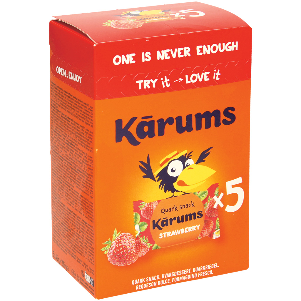 Quarkrepen met aardbeiensmaak in vetglazuur