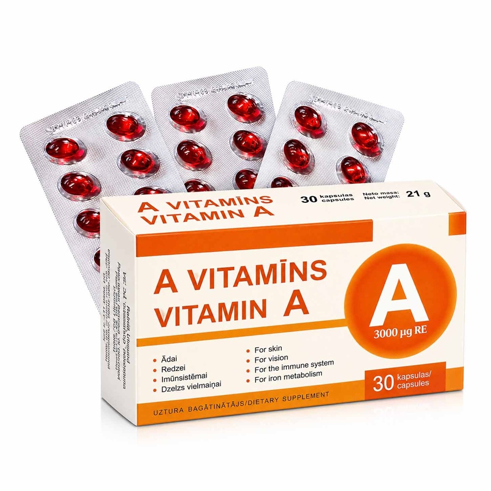 Voedingssupplement "Vitamine A" 30 Capsules