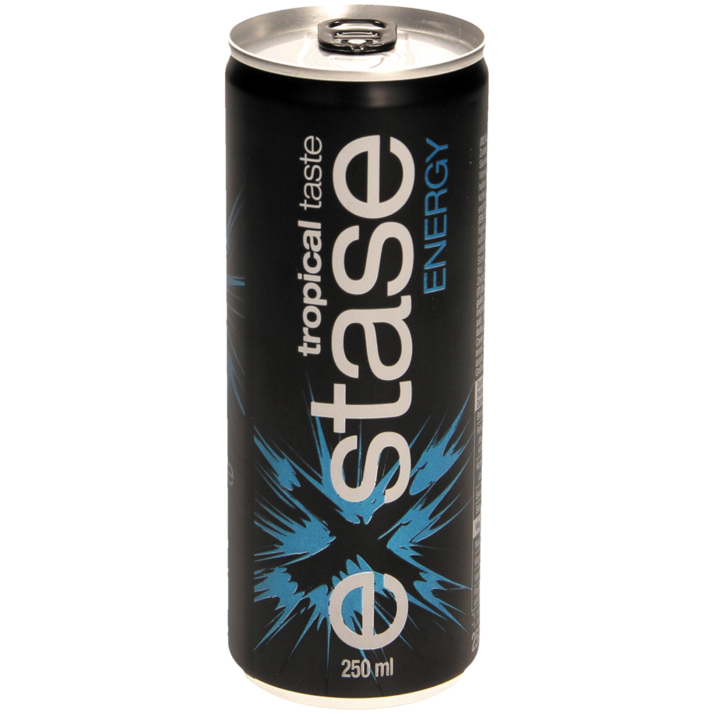 Exstase Tropical Energiedrank met tropische smaak met vitamines. Gepasteuriseerd.
