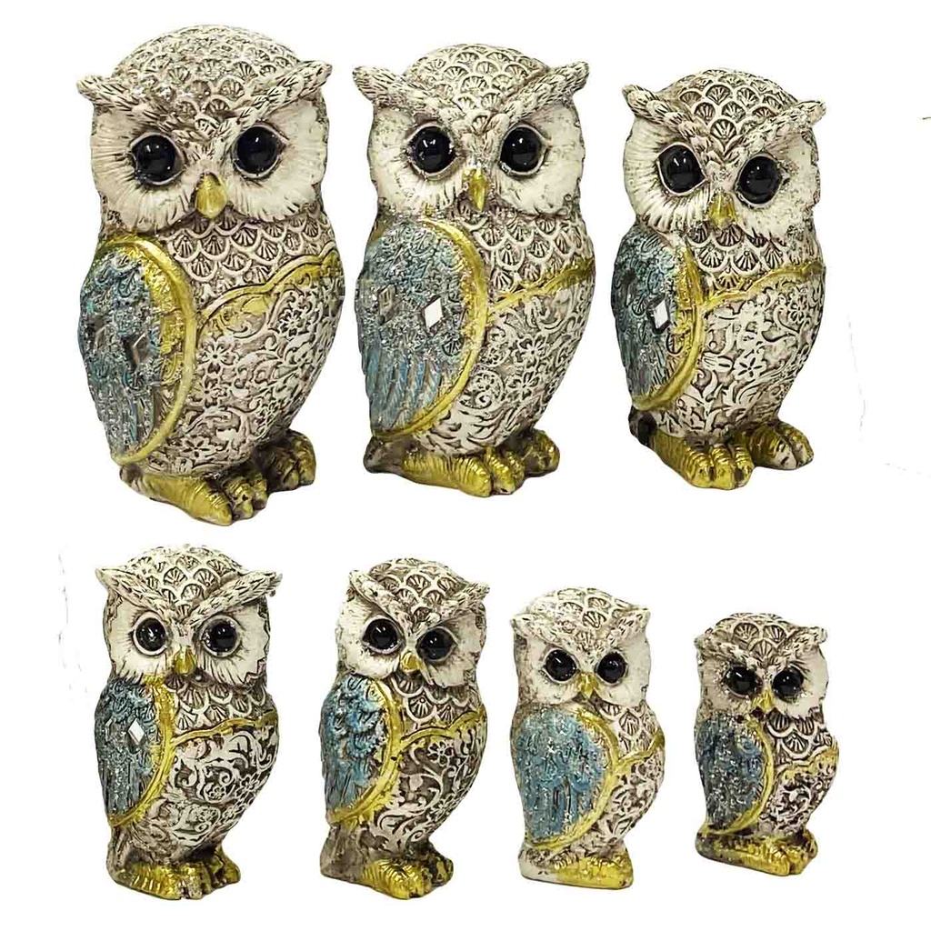 Keramische figuren SET 7-delig "7 UHUS" 10-5 cm, verschillende soorten