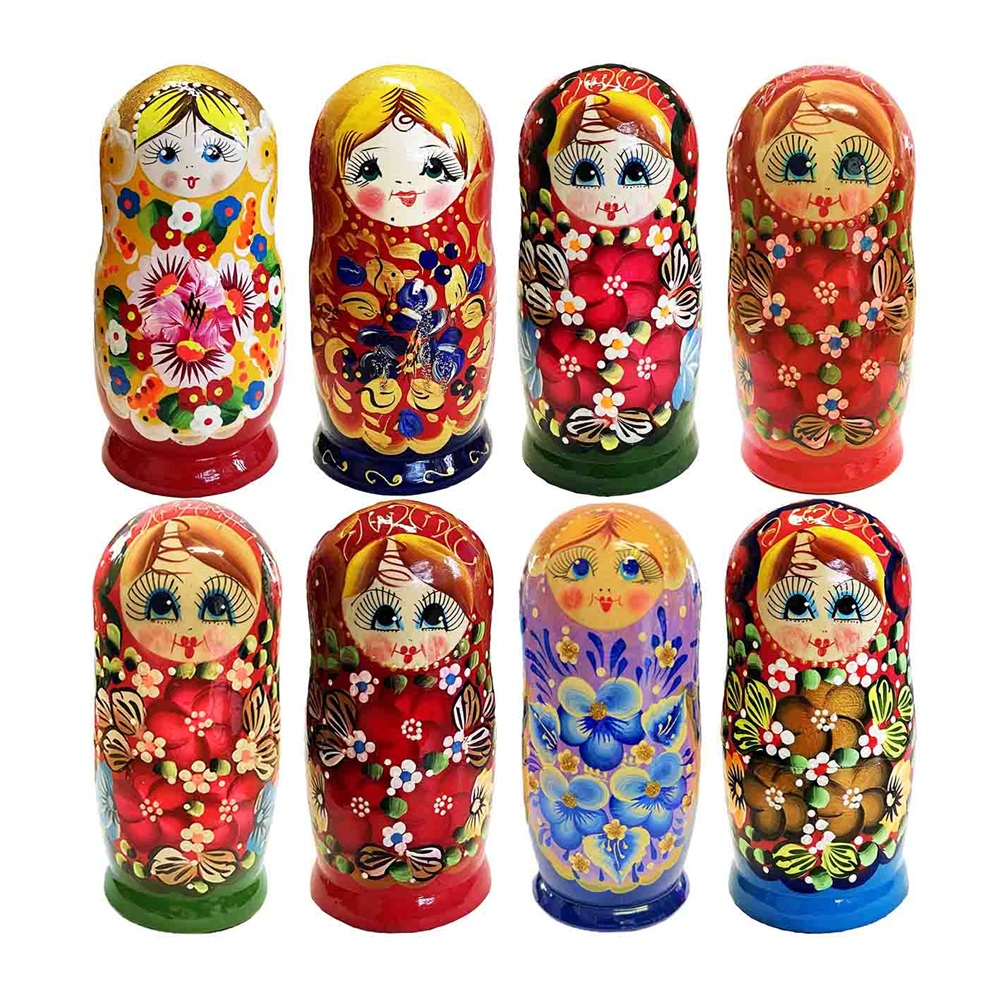 Матрёшка "Народная роспись" 15 см / 5 шт разные мотивы