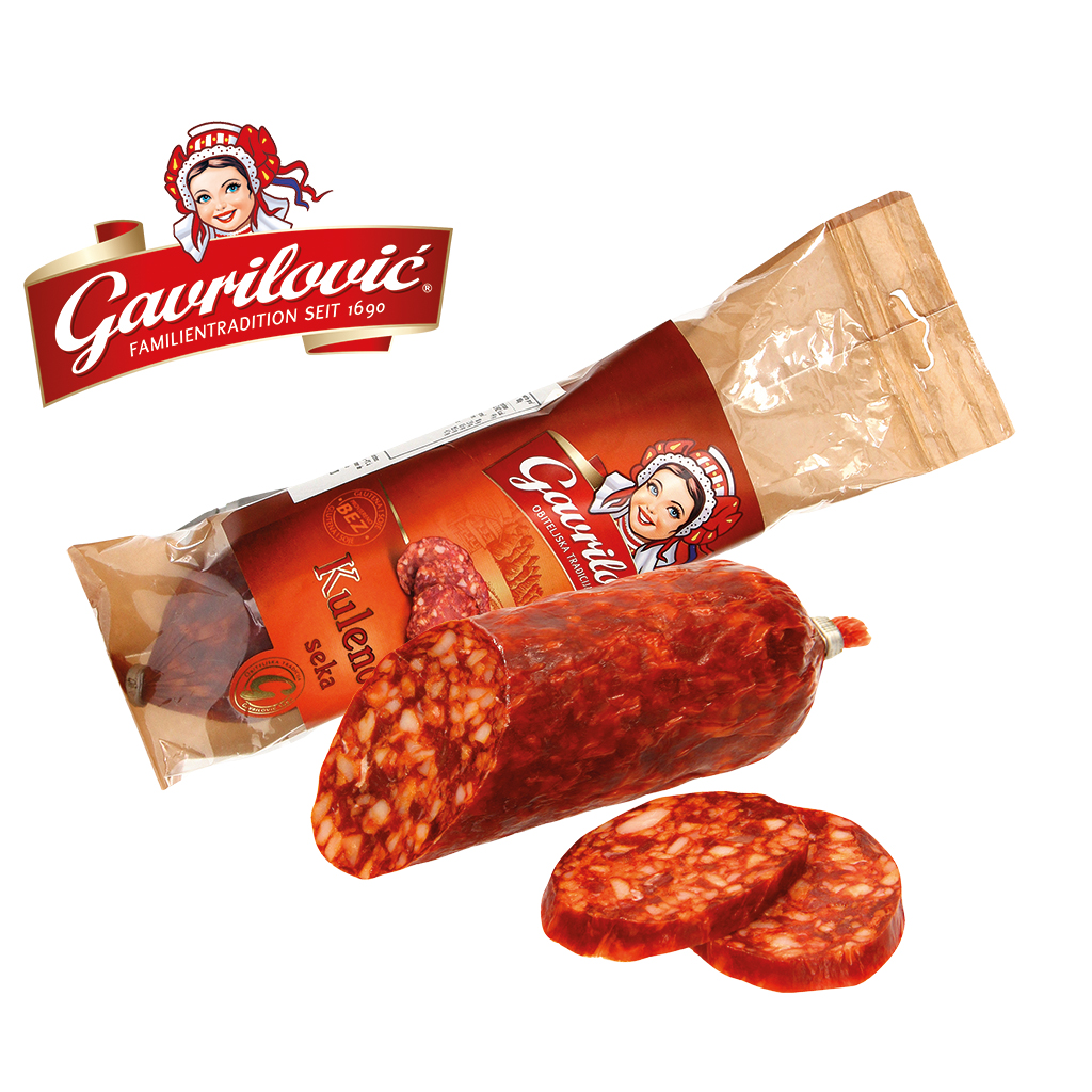 Сырокопченая колбаса, крупнозернистая, копченая и сушеная на воздухе, пряная