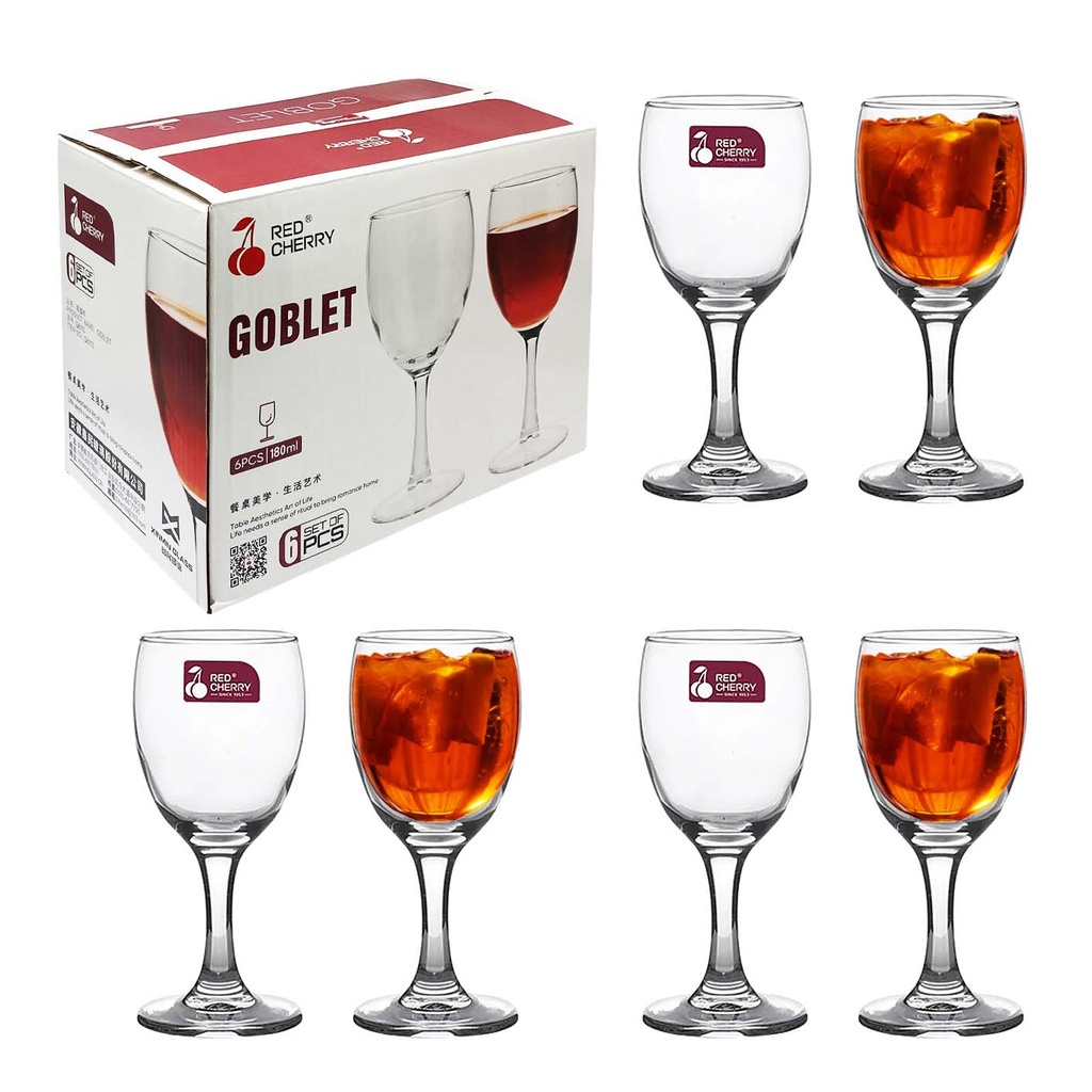 Likörglazen GOBLET "Rode Kers" 6-delige SET, 180 ml