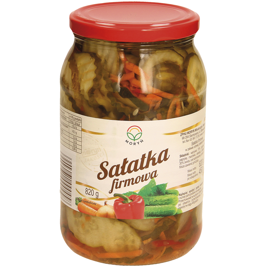 "Bedrijfssalade" - Groentesalade van komkommers, paprika, wortelen en uien. Gepasteuriseerd.