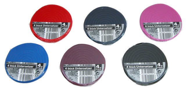 Onderzetters, 4-pack, verschillende kleuren