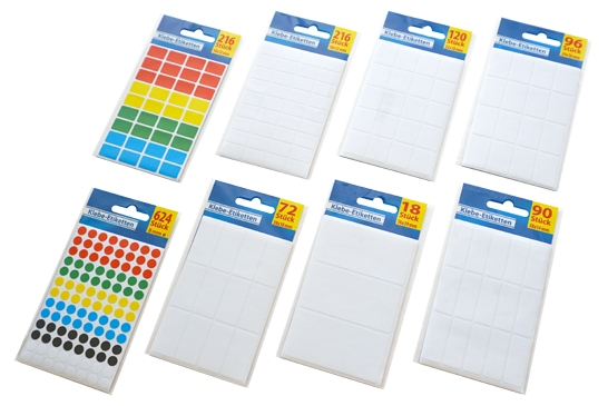 Kleefetiketten 216-pack, verschillende uitvoeringen