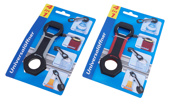 Universele opener, 4-in-1, verschillende kleuren