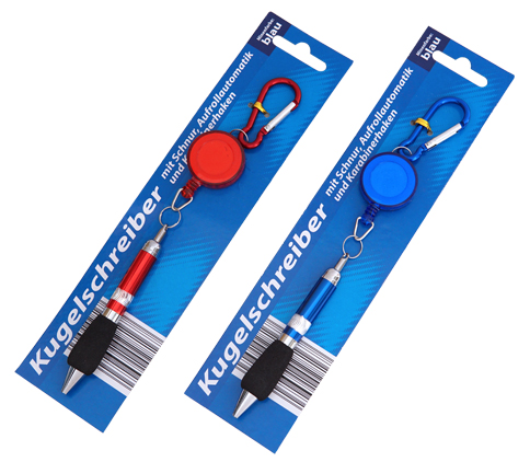 Balpen met karabijnhaak, verschillende kleuren