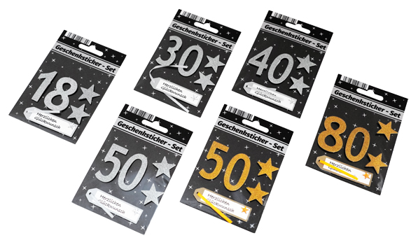 Jubileumstickers, verschillende motieven