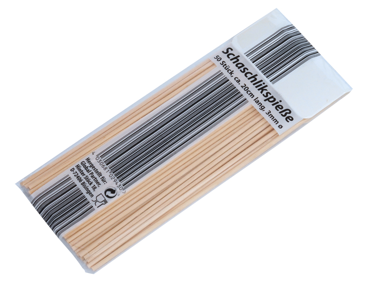 Houten schaschlikspiesjes, 20 cm